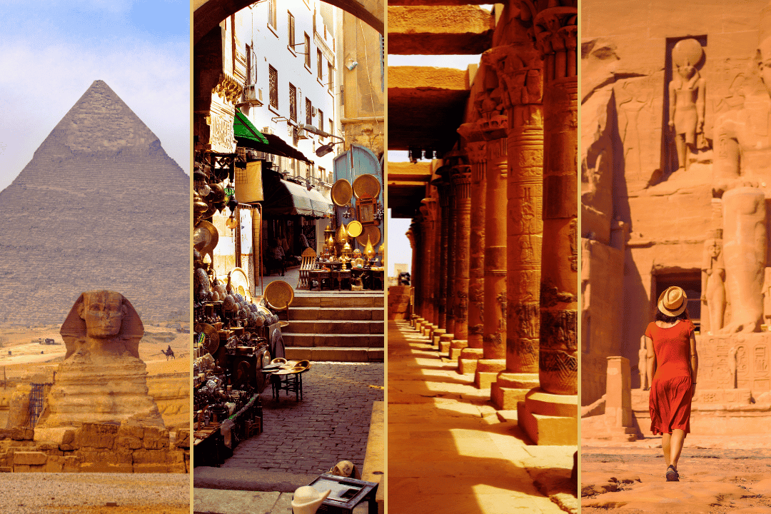 Exploring ancient Egypt's monuments and vibrant marketplaces.