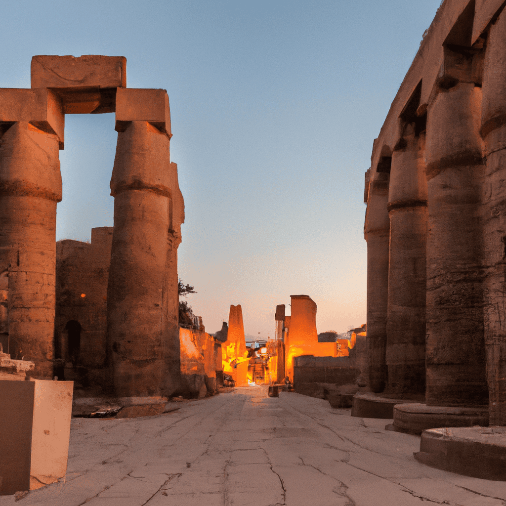 Ancient Egyptian ruins at sunset