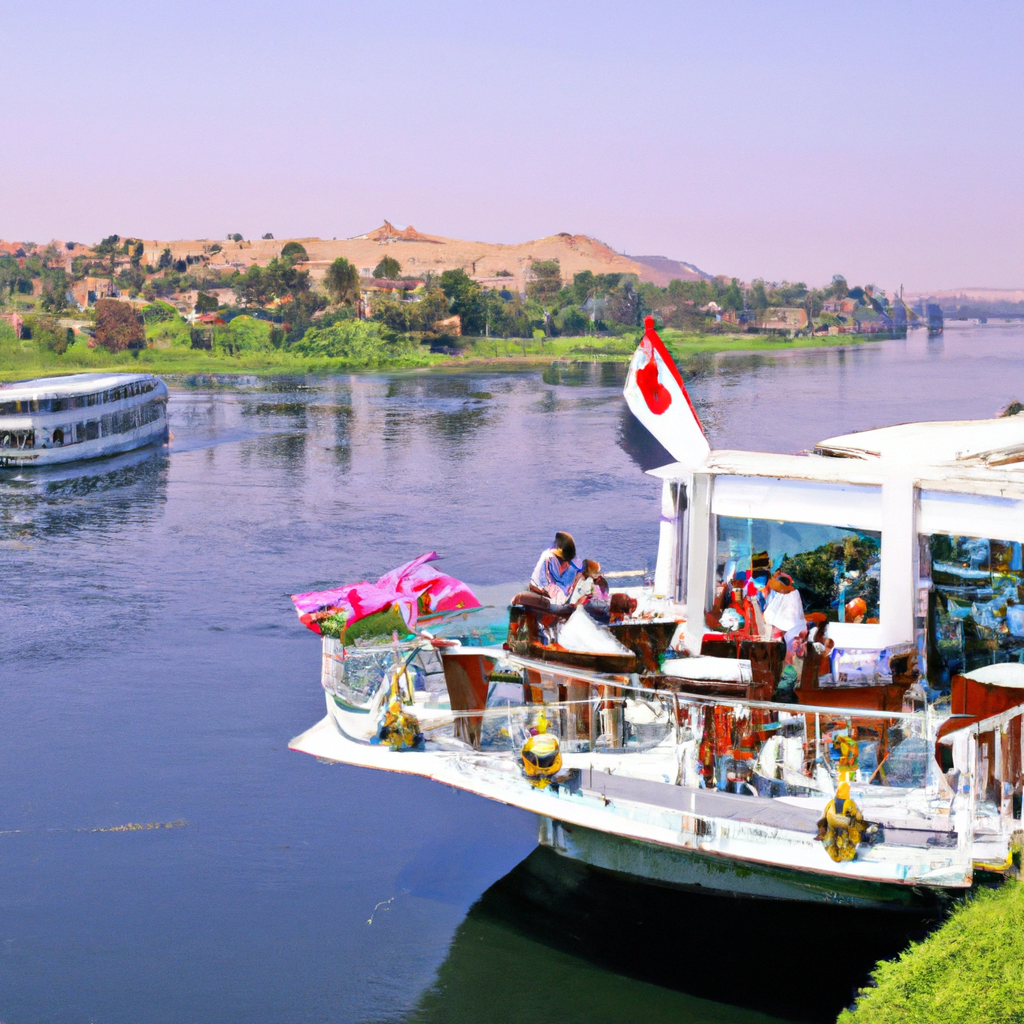 Boat cruising on a tranquil river with lush scenery.