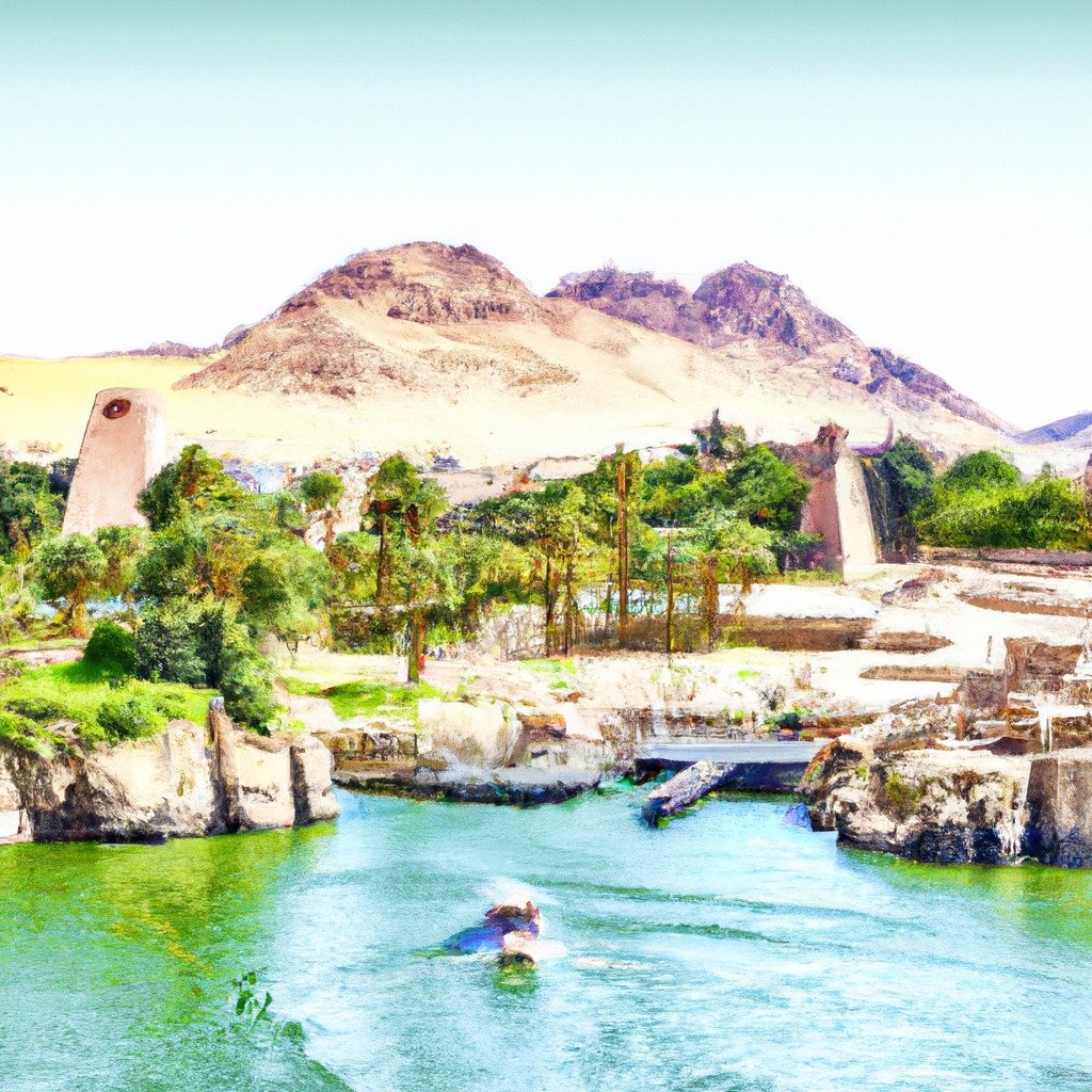 Scenic view of river and mountains in Egypt.