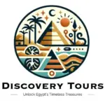 Logo of Discovery Tours featuring Egyptian pyramids.